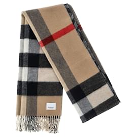 Burberry-Burberry Reversible Monogram Check Scarf in Multicolor Cashmere-Other,Python print