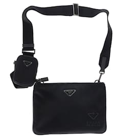 Prada-Prada Re-Nylon Logo-Plaque Shoulder Bag in Black Nylon-Black