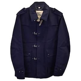 Burberry-Burberry Hook Jacket in Navy Blue Cotton -Blue,Navy blue