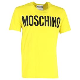 Moschino-Moschino T-shirt à manches courtes avec logo imprimé en coton jaune-Jaune
