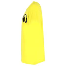 Moschino-T-shirt a maniche corte con stampa logo Moschino in cotone giallo-Giallo