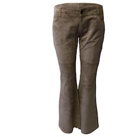 Joseph-Joseph Suede Bellbottom Pants in Brown Lambskin -Brown