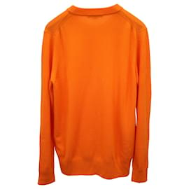 Acne-Acne Studios Face Patch Crewneck Sweater aus orangefarbener Wolle-Orange