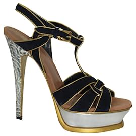 Saint Laurent-Sandalias con plataforma Tribute de Yves Saint Laurent en ante negro-Otro