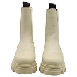 Ganni-Ganni Chunky Ankle Boots in Cream Leather-White,Cream