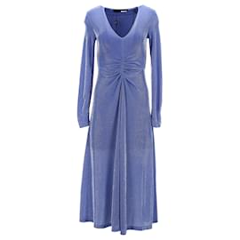 Autre Marque-Rotate Birger Christensen Sierra Ruched Metallic Midi Dress in Blue Polyamide-Blue
