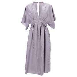 Adam Lippes Robe rayée à col en V et taille empire en coton multicolore Autre Imprimé python