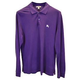 Camisa polo de manga comprida Burberry em algodão roxo Roxo