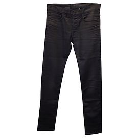 Dior Light Coated Slim-Fit Jeans in Black Cotton Black