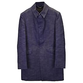 Valentino Garavani-Valentino Garavani Overcoat in Blue Cotton-Blue