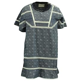Sacai-Sacai Denim Embroidered Dress in Light Blue Cotton-Blue,Light blue