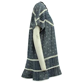 Sacai-Vestido Sacai Denim bordado en algodón azul claro-Azul,Azul claro