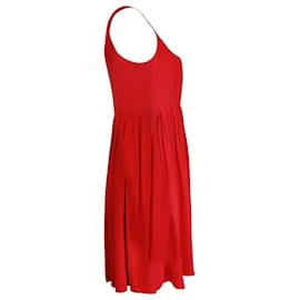 Miu Miu-Mini-robe sans manches Miu Miu en soie rouge-Rouge