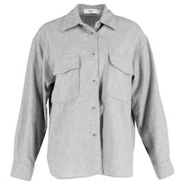 Autre Marque-The Frankie Shop Roy Felt Shirt Jacket in Gray Wool-Grey