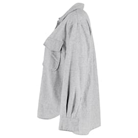 Autre Marque-The Frankie Shop Veste chemise en feutre Roy en laine grise-Gris