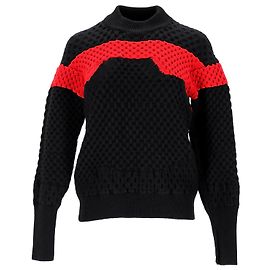 Jil Sander Pull Colorblock en Maille Texturée en Laine Noire Noir