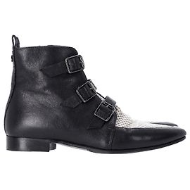 Botines con estampado de serpiente Jimmy Choo Marlin en cuero negro Negro