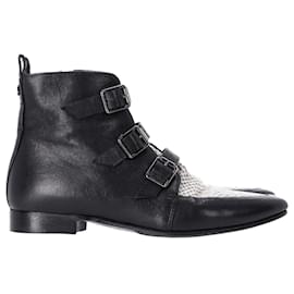 Jimmy Choo-Jimmy Choo Marlin Ankle Boots mit Schlangenmuster aus schwarzem Leder-Schwarz