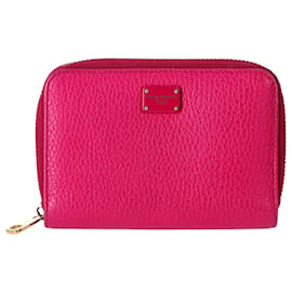 Dolce & Gabbana-Portafoglio con zip Dolce & Gabbana in pelle rosa-Rosa