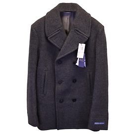 Polo Ralph Lauren Polo by Ralph Lauren Double-Breasted Peacoat in Grey Wool Brown