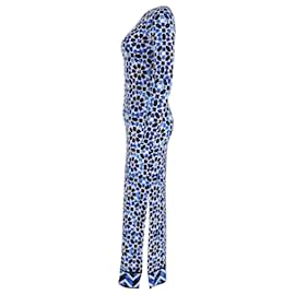 Michael Kors-Maxi abito stretch stampato con spacco Michael Kors in poliestere blu-Altro