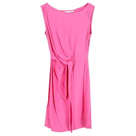 Diane Von Furstenberg-Diane Von Furstenberg Sleeveless Draped Dress in Pink Silk-Pink