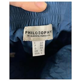 Alberta Ferretti-Philosophy di Alberta Ferretti Mini abito con scollo all'americana in cotone blu-Blu,Blu navy