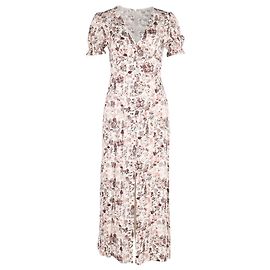 Robe midi à manches bouffantes en viscose rose de Diane Von Furstenberg Marron Rose