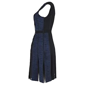Sportmax-Ärmelloses Sportmax-Kleid mit Einsätzen aus blauer Baumwolle.-Blau