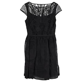 Temperley London-Temperley London Cap Sleeve Lace Dress in Black Cotton-Black