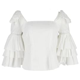 Roseanna-Top de mangas con volantes Sea en algodón blanco-Blanco