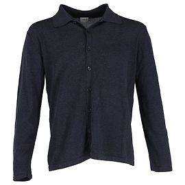 Giorgio Armani Armani Collezioni – Langärmliges Stricktop mit Knöpfen aus marineblauer Baumwolle Blau Marineblau