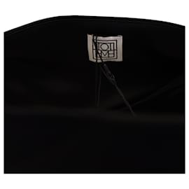 Totême-Totême Draped Midi Dress in Black Satin-Black