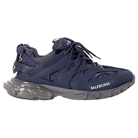 Balenciaga-Balenciaga Track Clear Sole Sneakers in Navy Blue Mesh and Polyurethane-Blue,Navy blue