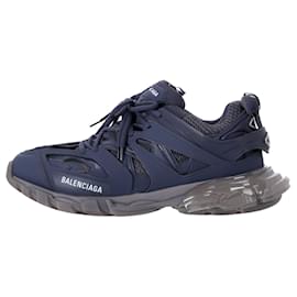 Balenciaga-Balenciaga Track Clear Sole Sneakers in Navy Blue Mesh and Polyurethane-Blue,Navy blue