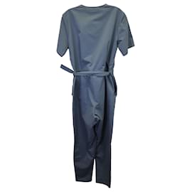 Apc-EIN.P.C. Kurzarm-Jumpsuit mit Gürtel aus blauer Baumwolle-Blau