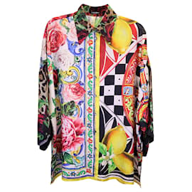 Dolce & Gabbana-Blusa Dolce & Gabbana Patchwork em Seda Multicolor-Outro