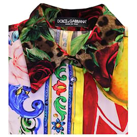 Dolce & Gabbana-Blusa Patchwork Dolce & Gabbana in Seta Multicolor-Altro
