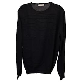 Versace-Versace Medusa Jacquard Crewneck Sweater in Black Wool-Black