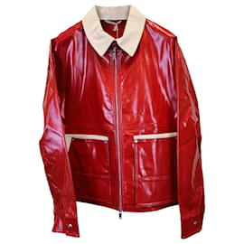 Valentino Garavani-Valentino Garavani beschichtete Jacke mit Reißverschluss vorne aus roter Baumwolle-Rot