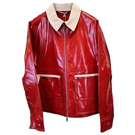 Valentino Garavani Zip-Front Coated Jacket in Red Cotton Red