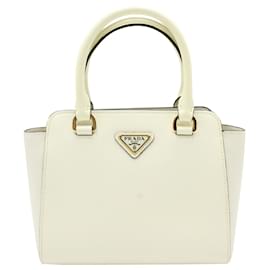 Prada-Mini bolso tote suave Prada en cuero Saffiano blanco-Blanco