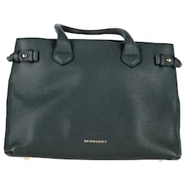 Burberry-Burberry Medium Banner Tote in Green Leather-Green
