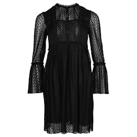Maje-Maje Rezane Swiss Dot Dress in Black Polyester-Black