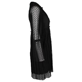 Maje-Maje Rezane Swiss Dot-Kleid aus schwarzem Polyester-Schwarz
