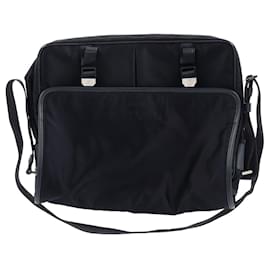 Prada-Prada Tessuto Saffiano Logo Messenger Bag aus schwarzem Nylon-Schwarz