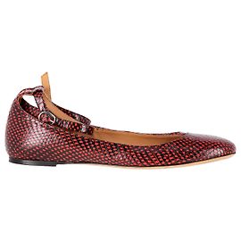 Isabel Marant Etoile Lili Ballerinas mit Python-Effekt aus schwarzem und rotem Leder Schwarz