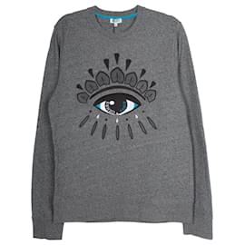 Kenzo-Kenzo Embroidered Eye Sweater in Grey Wool-Grey