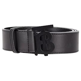 Burberry-Burberry-Gürtel mit Monogramm-Schnalle aus schwarzem Leder-Schwarz