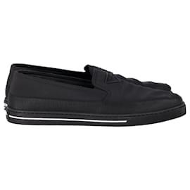 Prada-Prada Triangle Logo Slip-On Loafers in Black Nylon-Black